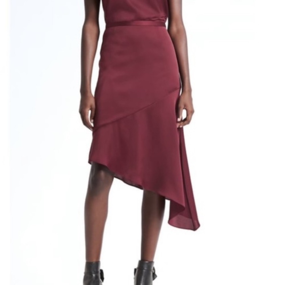 Banana Republic x Olivia Palermo Burgundy Bias Cut Skirt